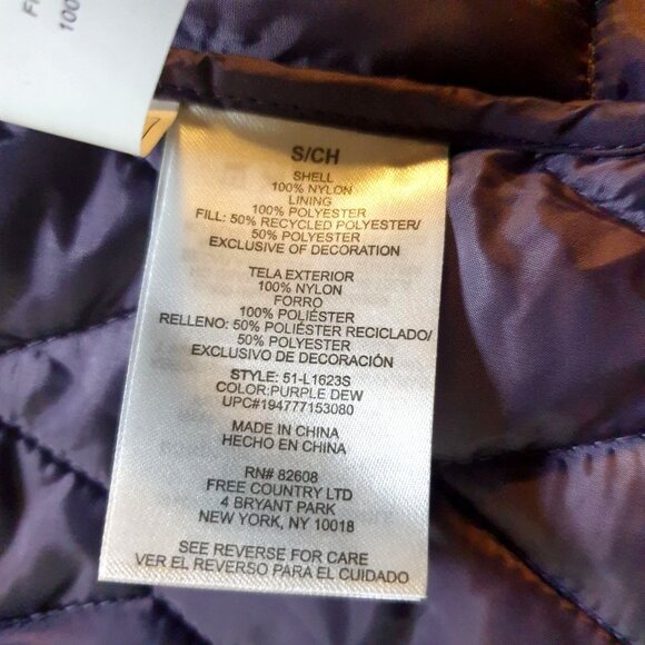 Free Country Womens Vest S Purple Quilted Zip Lightweight Pockets Clean NEW - Picture 6 of 10